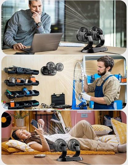 Universal 12V Mini Car Dual Fan Low Noise Summer Car Air Conditioner 360 Degree Rotating Fan